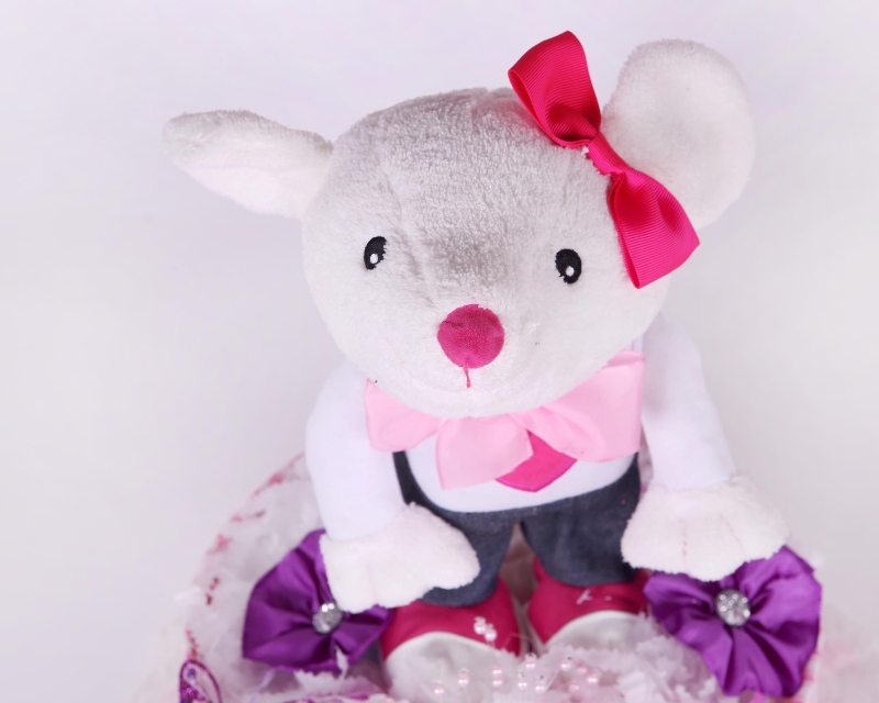 Pink Ninni Mouse One Tier Luxury Nappy cake