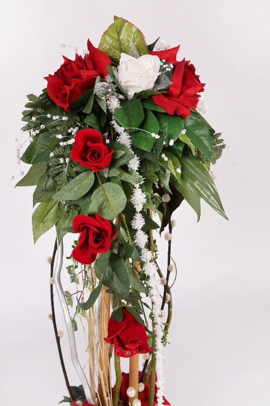 Decorative red & white rose trees