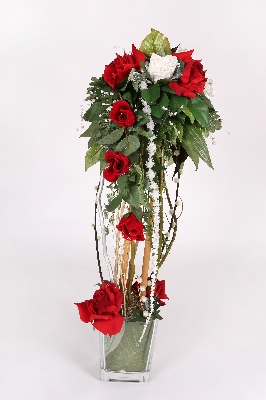 Decorative red & white rose trees