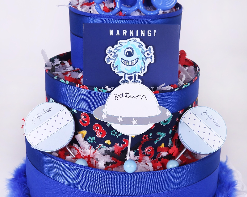 Blue Little Monster Three tier Nappy Cake