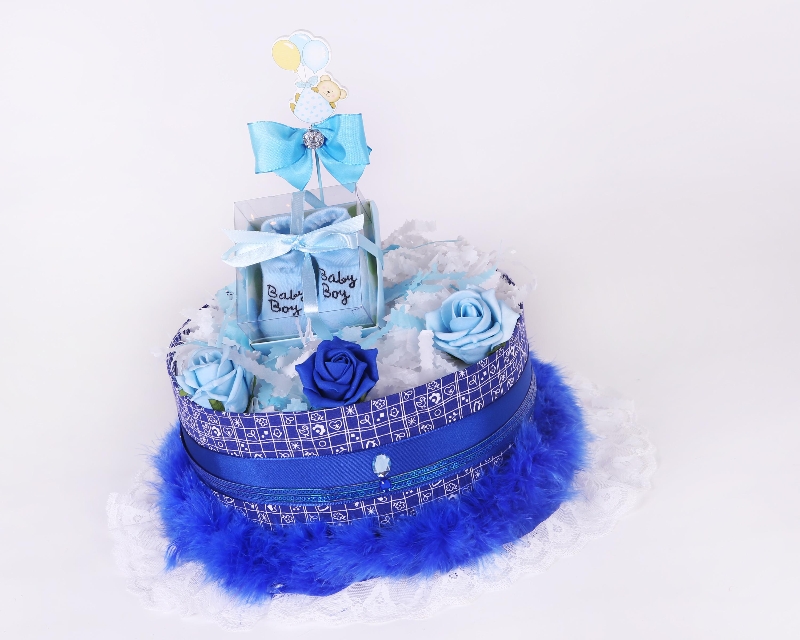 Blue Luxury One Tier Nappy Cake