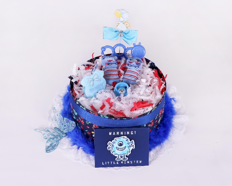 Blue Monster One Tier Nappy Cake