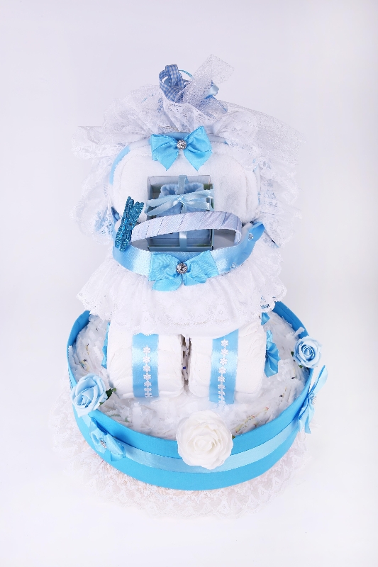 Baby Blue Carriage Nappy Cake