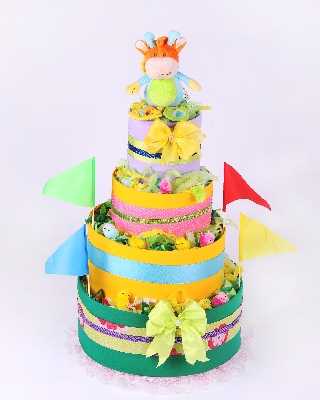 Green Nappy Cake Little Hands Five Tier