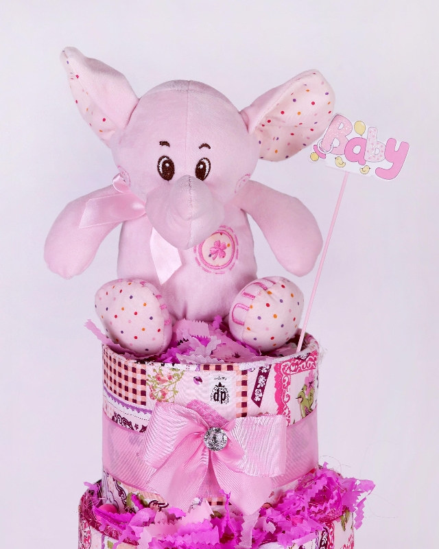 Pink Vintage theme Baby Girl Five tier Nappy cake