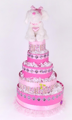 Chica Rosada Five tier  Luxury Baby Girl Nappy cake