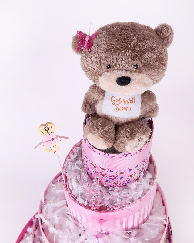 Get well  Pink Five tier Tier Luxury Nappy cake