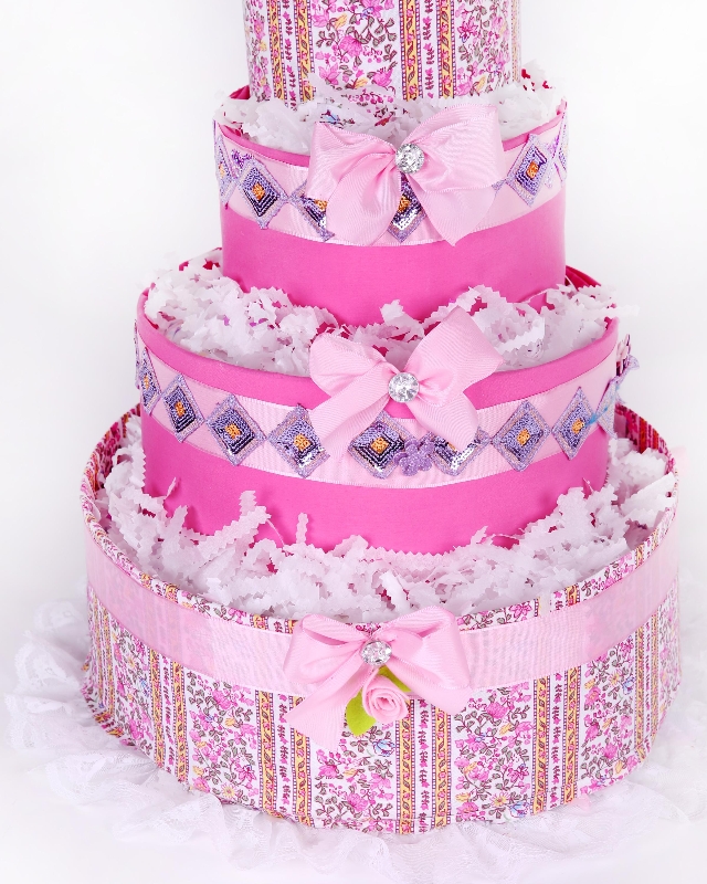 Chica Rosada Four tier Luxury Baby Girl Nappy cake