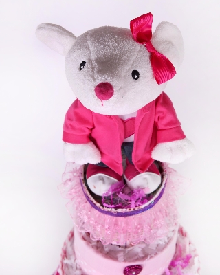 Pink Ninni Mouse  Tree Tier Luxury Nappy cake