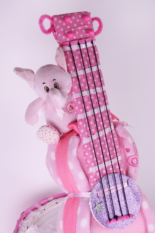 Pink Guitar Nappy Cake