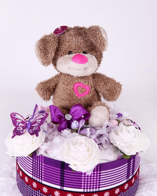 One tier  Luxury  Purple Delight Floral Nappy Cake