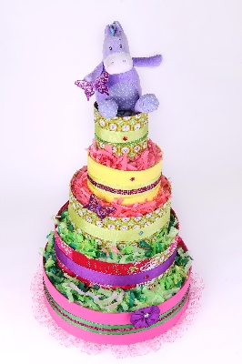 Five tiers Purple HIPPO  Nappy Cake theme