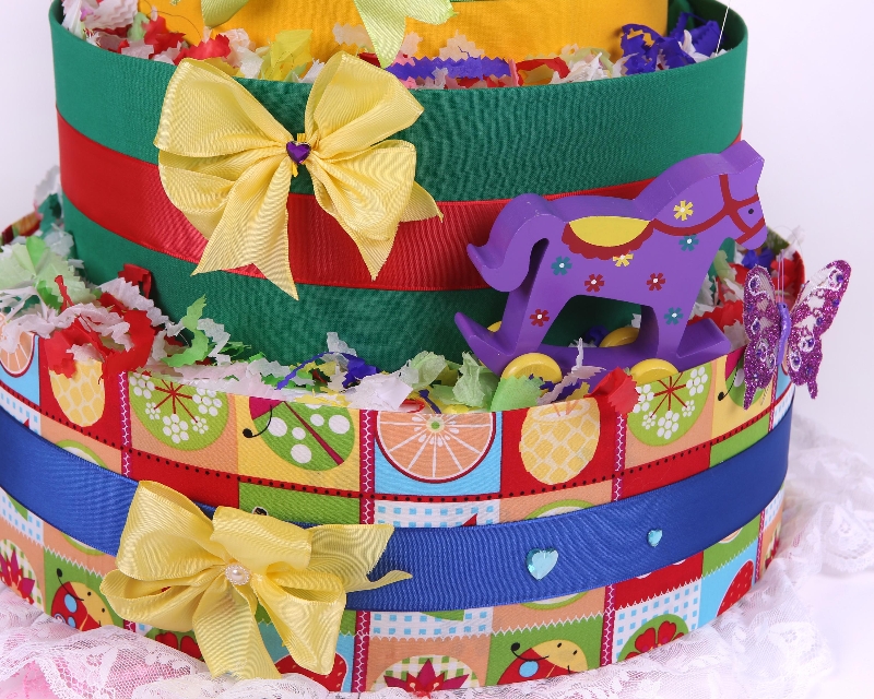 Five tiers Rainbow Nappy  cake