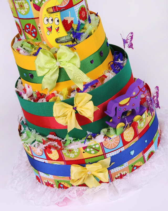 Five tiers Rainbow Nappy  cake