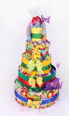 Five tiers Rainbow Nappy  cake