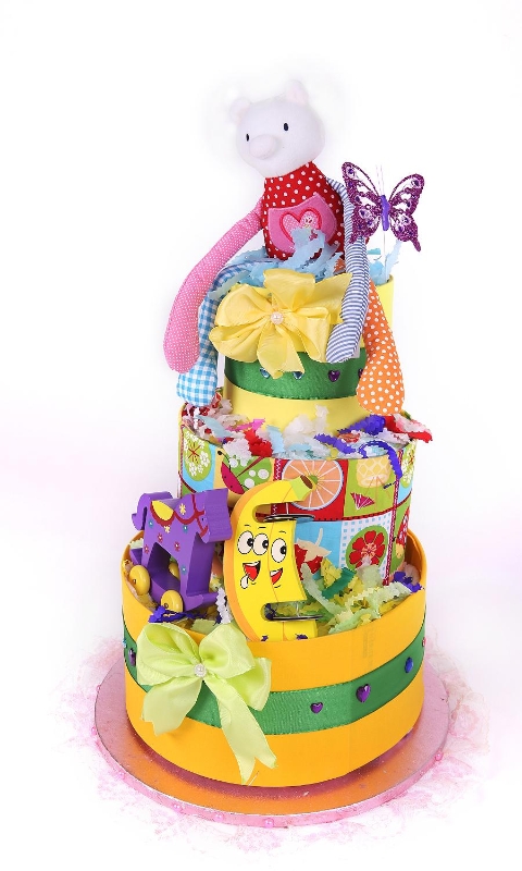 Three tiers Rainbow Nappy  cake