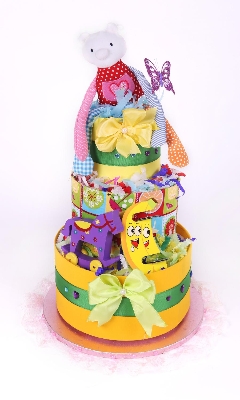 Three tiers Rainbow Nappy  cake