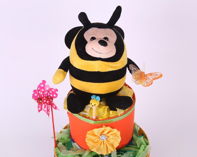 Three tiers Busy Bee  Nappy  cake