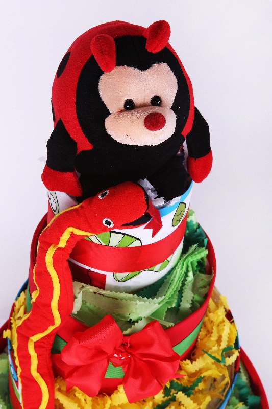Five tiers   Red Bumble Bee Nappy  cake