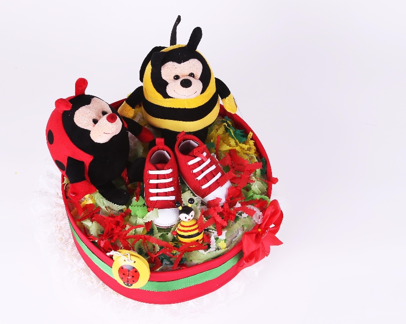 One tier Duo  Bumble Bee Red  Nappy  cake