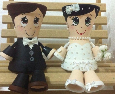 Bride and Groom Pot People