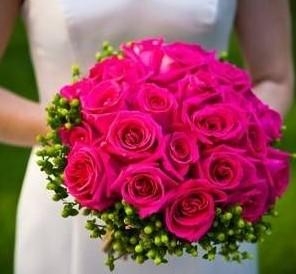 Hot  Pink Rose  Bride Bouquet