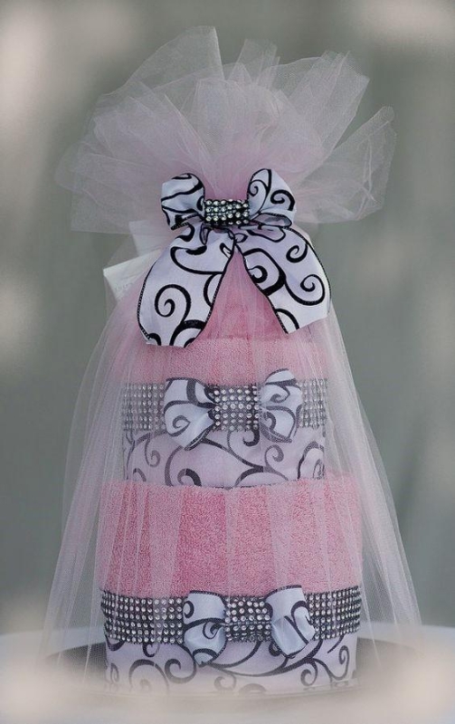 Pink Tule Towel Cake