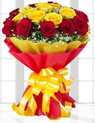 Yellow and Red Rose Bouquet