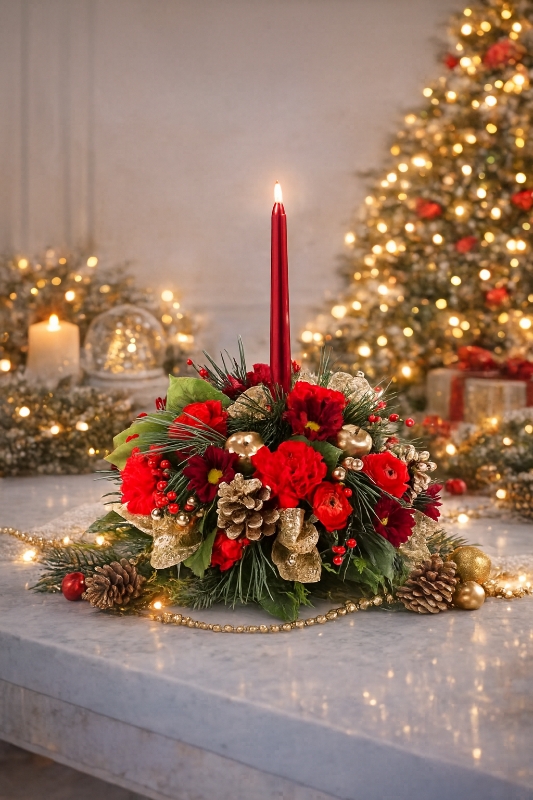 Festive Holiday Candle Centerpiece