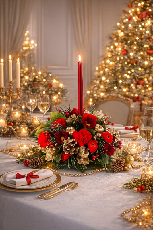 Festive Holiday Candle Centerpiece