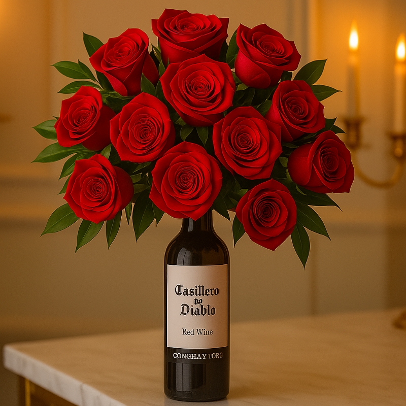 Floral Elegance Wine Bouquet