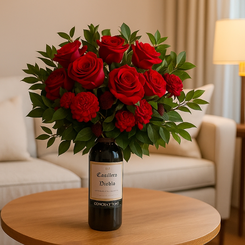 Floral Elegance Wine Bouquet