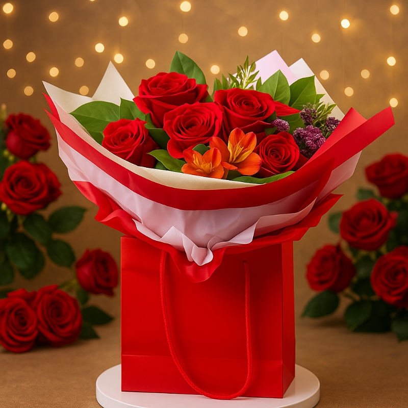 “Radiance Gift Bag Bouquet”