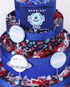 Blue  Little Monster 4 tier Nappy Cake