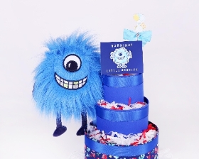 Blue  Little Monster 4 tier Nappy Cake