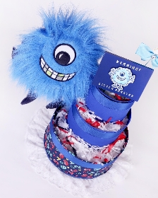 Blue Little Monster Three tier Nappy Cake