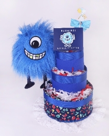 Blue Little Monster Three tier Nappy Cake