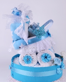 Baby Blue Carriage Nappy Cake