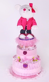 Pink Ninni Mouse  Tree Tier Luxury Nappy cake