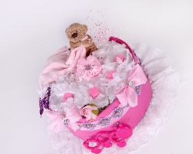 One tier Luxury Baby Girl Bedtime Nappy Cake