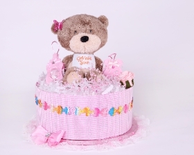 Get well One Tier Pink Luxury Nappy cake