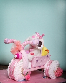 Pink Baby Girl Tricycle nappy Cake