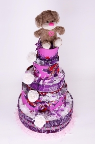 Five tiers  Purple Delight Floral Nappy Cake
