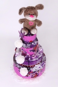 4 Tiers Purple Delight Floral Nappy Cake