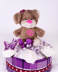 One tier  Luxury  Purple Delight Floral Nappy Cake