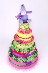 Five tiers Purple HIPPO  Nappy Cake theme