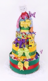 Four  tiers Rainbow Nappy  cake