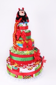 Five tiers   Red Bumble Bee Nappy  cake