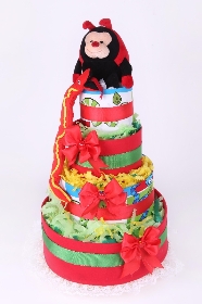 Four tiers Red Bumble Bee Nappy cake
