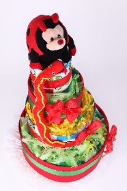 Four tiers Red Bumble Bee Nappy cake